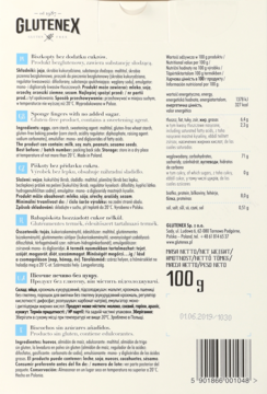 GLUTENEX ,biszkopty bez dodatku cukrów, produkt bezglutenowy,tył