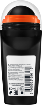 Opakowanie czarnego dezodorantu L'Oréal Men Expert roll-on 48h z aktywnym węglem, widok od tyłu z etykietą.