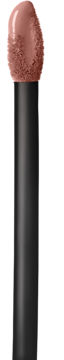 Pionowe zbliżenie na aplikator matowej szminki Maybelline Super Stay Matte Ink w odcieniu nude.