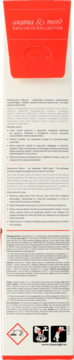 Side of Aroma & Mood Decorative Sticks air freshener refill box. White, red top, multi-language text, warnings.