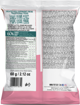 POP CROP Piramidki ,chipsy proteinowe, Kwaśna Śmietana, wegańskie,tył