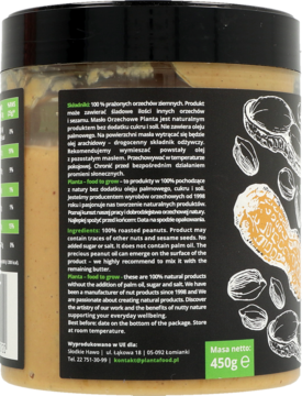 PLANTA FOOD TO GROW ,gładkie masło orzechowe,tył