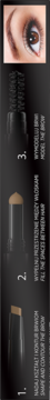 Brow Multifunction Styler 3w1, widok pionowy z okiem. Zestaw do brwi kształtuje, wypełnia, modeluje.