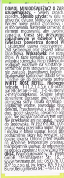 Etykieta Domol Mini Spray White Rose, wkładu zapachowego 25ml, z tekstem opisującym i instrukcją użycia.