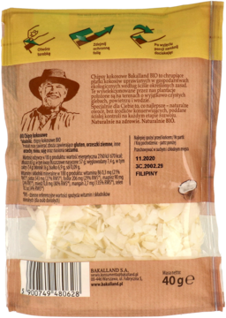 BAKALLAND BIO ,chipsy kokosowe,tył