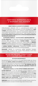 Czerwone opakowanie odżywki wzmacniającej paznokcie z wapniem i kolagenem, teksty PL/EN.