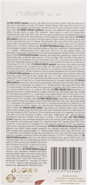 THE BELGIAN ,czekolada gorzka, 72%,tył