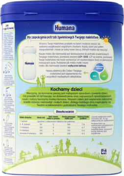 HUMANA ,mleko początkowe od urodzenia, 1,tył