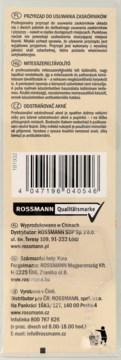 Tył opakowania przyrządu Rossmann do zaskórników, z kodem kreskowym i informacjami o produkcie.
