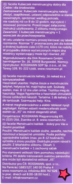 Instrukcje użytkowania i informacje o kubeczku menstruacyjnym Facelle na fioletowym tle z białym tekstem.