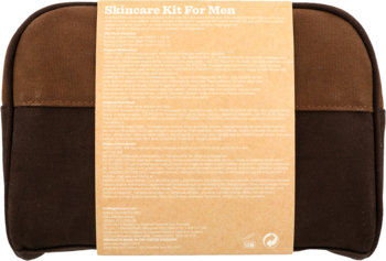 BULLDOG ,krem nawilżający 100 ml, żel do mycia twarzy 150 ml, scrub do twarzy 125 ml, kosmetyczka,tył