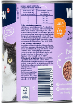 WINSTON Chunks in Sauce ,karma pełnoporcjowa mokra dla dorosłych kotów, z dziczyzną i drobiem,tył