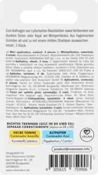 Tył białego opakowania aplikatorów do cieni For Your Beauty, z instrukcjami, symbolami recyklingu i kodem EAN.