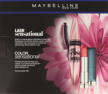 MAYBELLINE NEW YORK ,tusz do rzęs Lash Sensational, szminka do ust Color Sensational,tył
