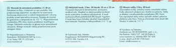 Niebieska etykieta produktu z opisem woreczków do zamrażania: klips, 3 l, 30 sztuk, odporność.