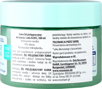 ISANA ,żel pielęgnacyjny do twarzy i ciała Aloes,tył