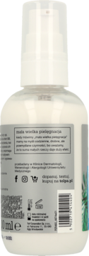 Tył białego serum nawilżającego tołpa do rąk 200ml, z pompką i srebrną etykietą z opisem i kodem kreskowym.