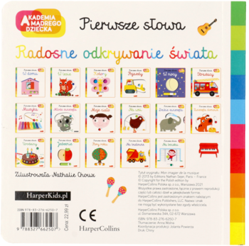 Tylna okładka serii Akademia Mądrego Dziecka. Pierwsze słowa, z 16 okładkami i nazwiskiem Natalie Choux.