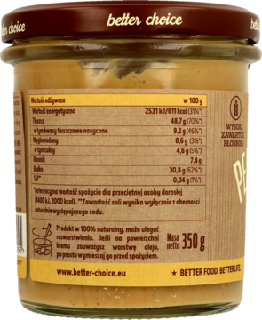 BETTER CHOICE ,naturalne masło, 100% z orzechów arachidowych,tył