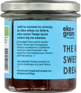 EKOGRAM BIO ,pasta z daktyli, orzechów laskowych i kakao,,tył