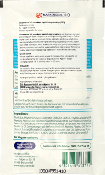 Tylna strona białej saszetki Altapharma z rozgrzewającą solą do kąpieli, widoczne składniki i barcode.
