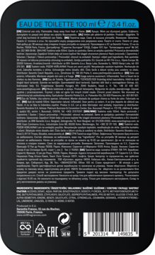 Tył czarnej butelki STR8 Live True męskiej wody toaletowej 100ml, z białym tekstem informacyjnym.