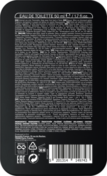 Tył czarnego opakowania wody toaletowej STR8 Original dla mężczyzn, z drobnym tekstem i kodem kreskowym.