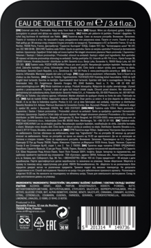 Tył czarnej butelki wody toaletowej STR8 Original 100 ml z białym tekstem i kodem EAN.