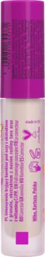 Tył korektora Lovely No More Dark Circles w tubce, różowy korek, beżowy produkt, polski opis i ikony.