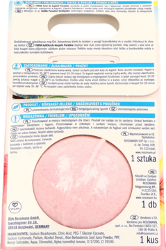 Tył różowego opakowania kuli kąpielowej Balea z aloesem. Widoczne szczegóły produktu i lista składników.