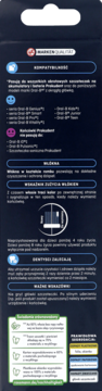 Tylne opakowanie wymiennych wkładów do szczoteczek Prokudent, ciemne, z opisem funkcji i ikonami recyklingu.
