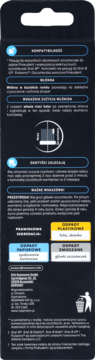 Tył opakowania wymiennych końcówek do szczoteczki Prokudent z instrukcjami, diagramem i informacjami o recyklingu.