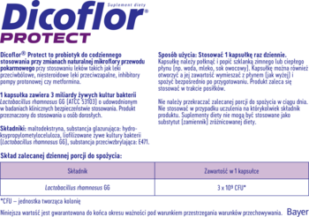 DICOFLOR Protect ,probiotyk dla dorosłych, kapsułki, suplement diety,tył