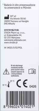 Tył opakowania Sinulan Express Junior Forte aerozol do nosa, widoczne polskie napisy, dane dystrybutora, kod kreskowy.