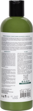 Odżywka Petal Fresh Seaweed & Growth w zielonej butelce, tył opakowania z widocznym składem i użyciem.