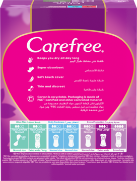 CAREFREE Plus Large ,wkładki higieniczne, zapach aloesowy,tył