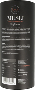 FOODS BY ANN ,bezglutenowe musli, kakao, banan i malina,tył