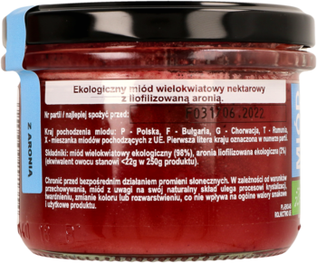 LA VERNA ,miód z aronią,tył