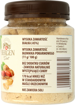 BERGEN ,masło orzechowe w proszku, odtłuszczone,tył