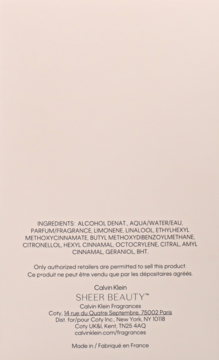 CALVIN KLEIN Sheer Beauty ,woda toaletowa dla kobiet,tył