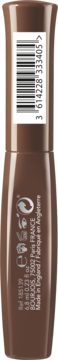 Tylna strona brązowej maskary Bourjois Brow Fiber Oh Oui z kodem kreskowym i tekstem 'Made in England'.