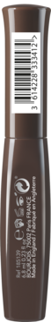 Tył brązowej maskary do brwi Bourjois Oh Oui 4.8ml z kodem kreskowym, etykietą i tekstem obróconym.