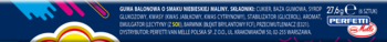 Zamazany baner gumy Chupa Chups niebieska malina, z rozmytymi kształtami niebiesko-różowymi i logo PayPal.