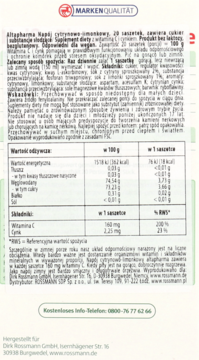 ALTAPHARMA ,napój w saszetkach cytrynowo-limonkowy, suplement diety,tył