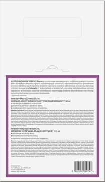 AA ,dzienno-nocny krem 70+ 50ml, krem pod oczy 70+ 15 ml,tył