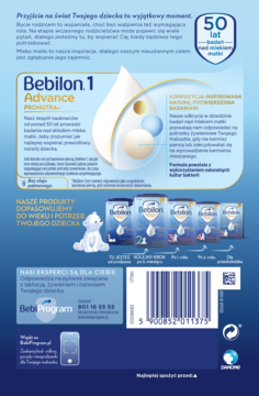BEBILON Advance Pronutra 1,mleko początkowe dla niemowląt, od urodzenia,tył