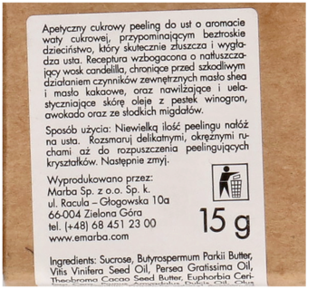MANUFAKTURA PIĘKNA Wata Cukrowa ,peeling do ust,tył