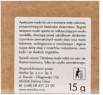 MANUFAKTURA PIĘKNA Wata Cukrowa ,masło do ust,tył