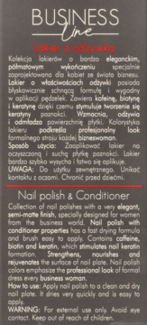 Nail polish & Conditioner Business Line label, grey, white text, semi-matte finish, quick-drying formula.