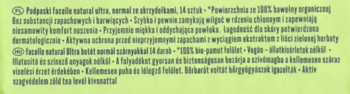 Opis facelle natural ultra normal na zielonym tle: bawełna organiczna, bezzapachowe, oddychające.